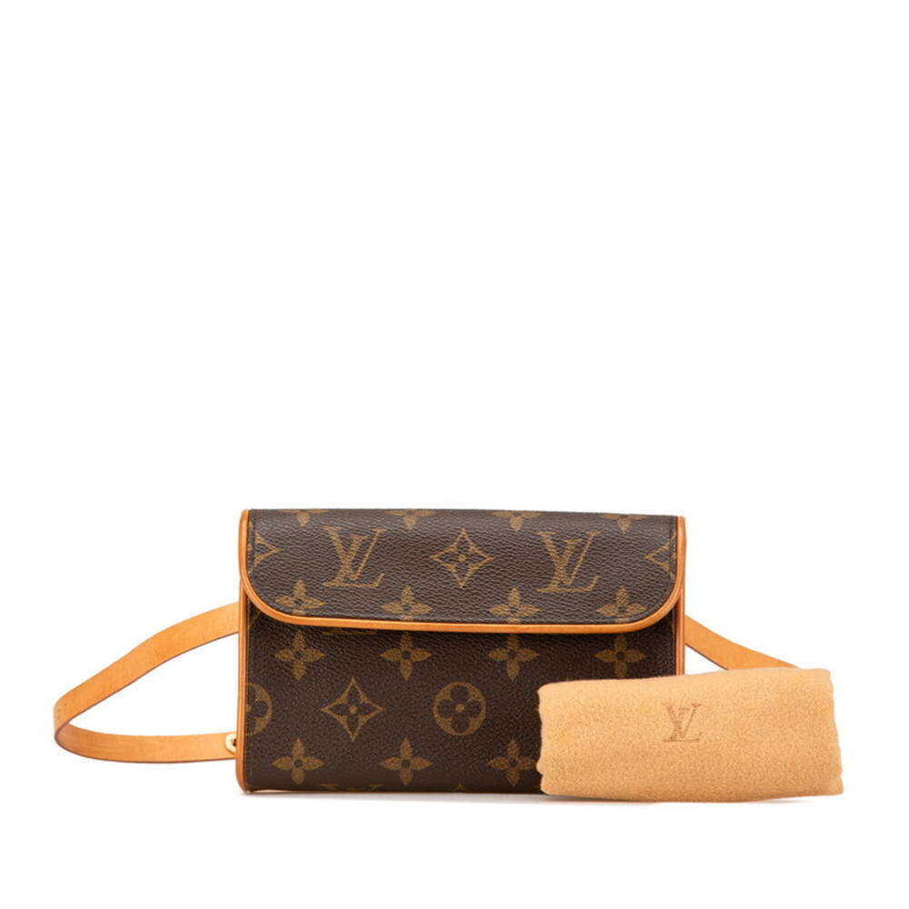 LOUIS VUITTON Authentic Brown Monogram Leather Pochette Hobo Bag - Picture 14 of 15